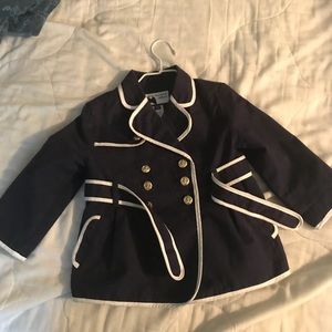 Janie and jack navy trench coat euc